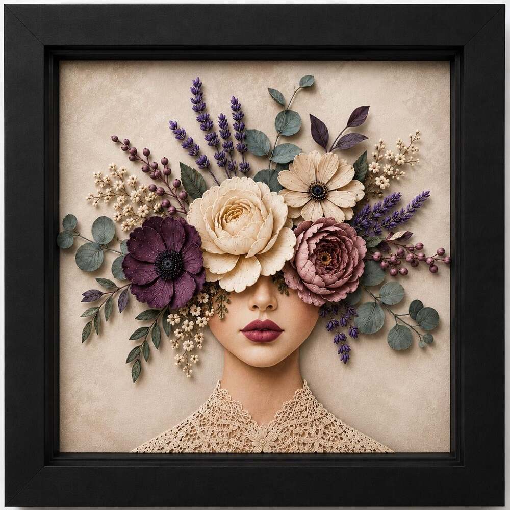 8 X 8 Black Framed Floral Portrait 267 E